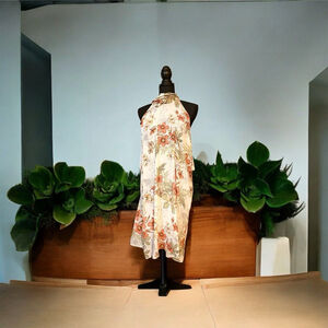 Worthington Sleeve-less Summer Ivory Floral Polyester Dress Size XL